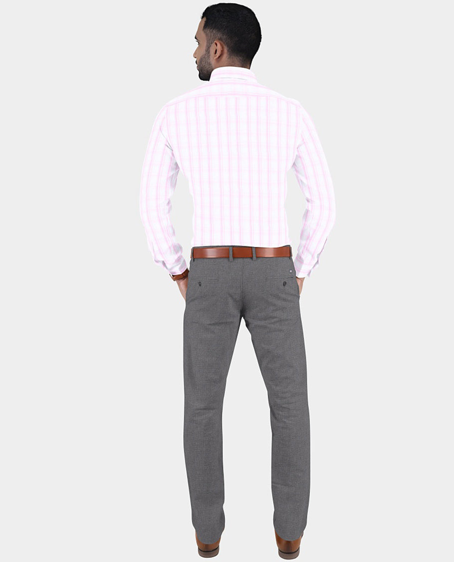 Japlon men's material set, pink striped design cotton shirt & contrast heathered pants