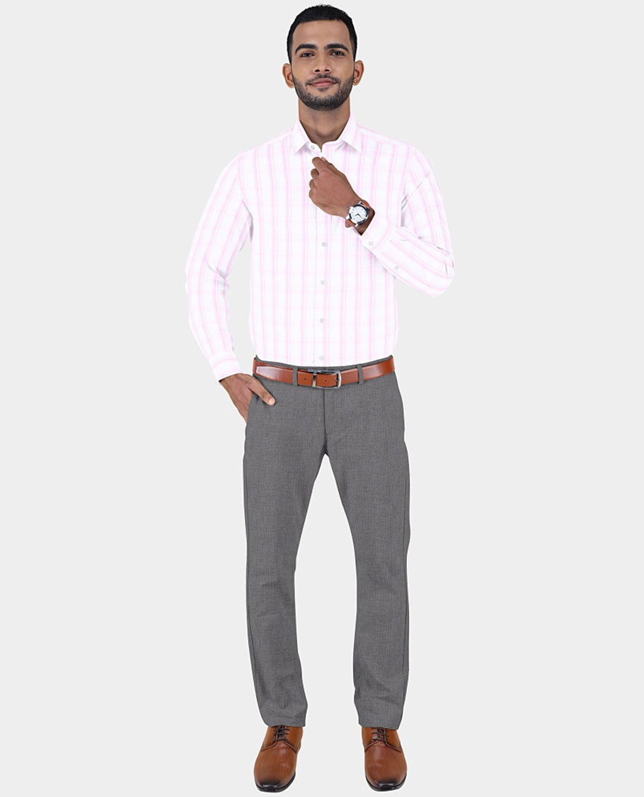 Japlon men's material set, pink striped design cotton shirt & contrast heathered pants