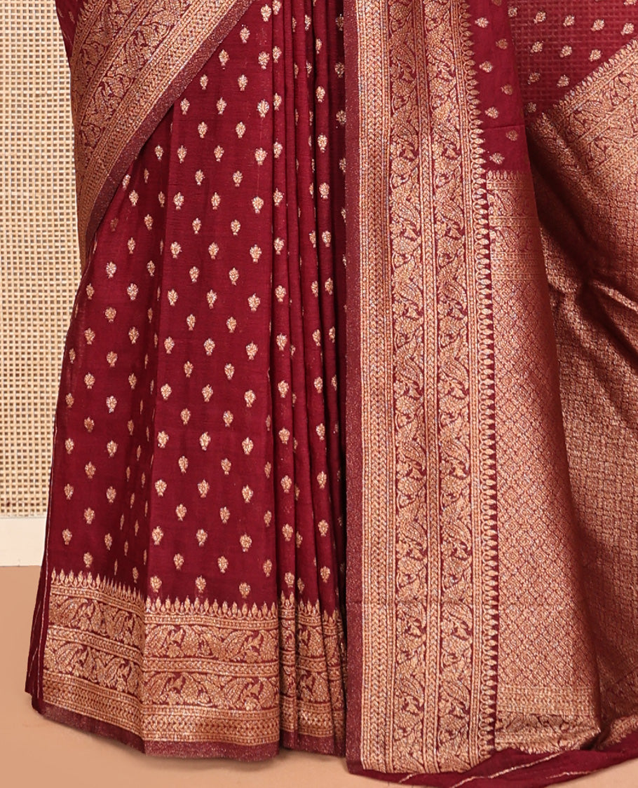 Maroon Fancy Crepe Saree