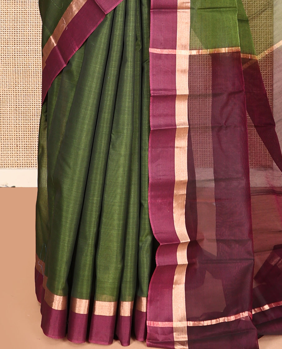 Mehendi Green Plain Silk Cotton Saree