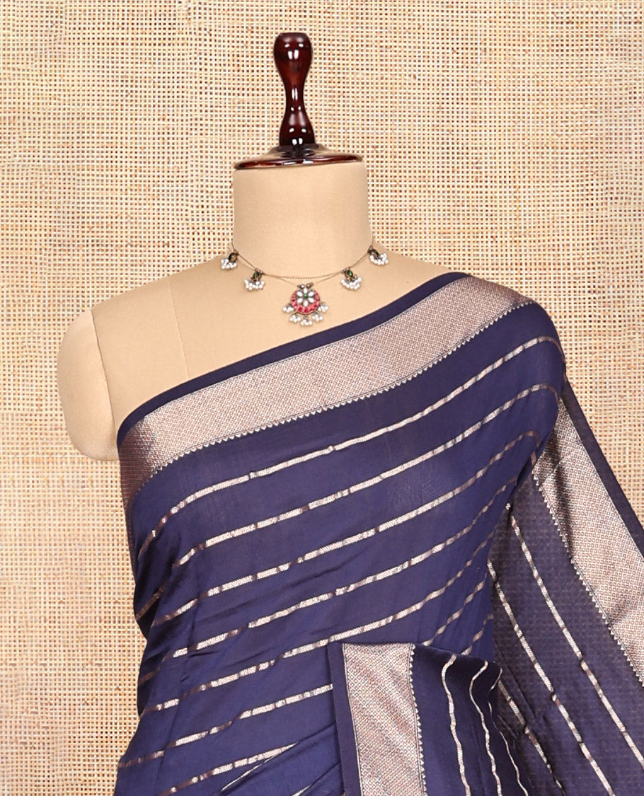 Navy Blue Assam Silk Saree