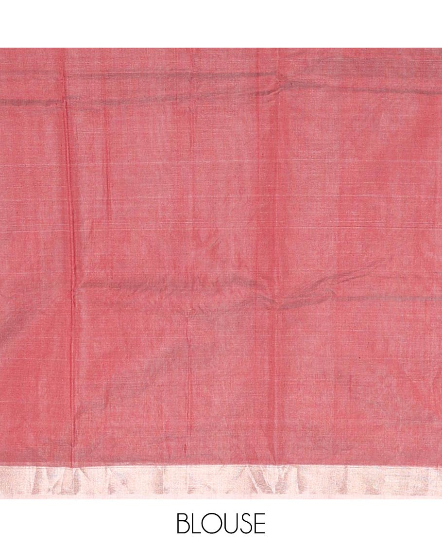 Maroon floral motifs chanderi cotton saree with contrast border & striped, floral design pallu