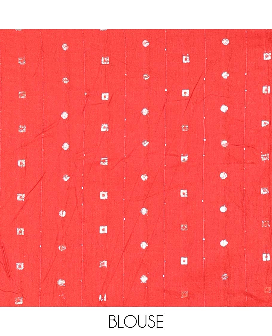 Chikku Base Dola Silk Saree Subtly Sparkled with Black Stripes All Over Its Body, Complemented by a Contrast Ganga-Jamuna Border of Human Figurines and Elephant Motifs, Pallu of Floral-Paisley Print, and Paired with a Contrast Blouse