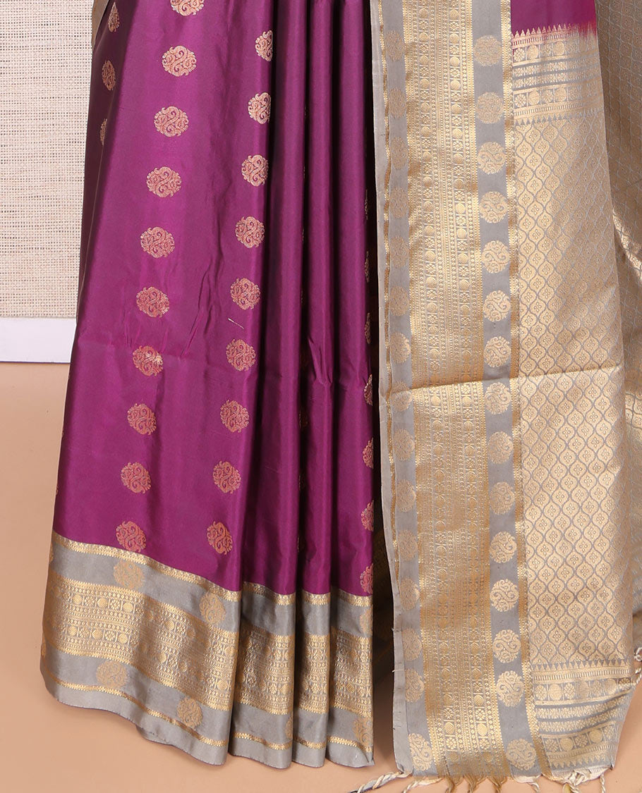 Purple Contrast Traditional Zari Design Budget Silk Saree
