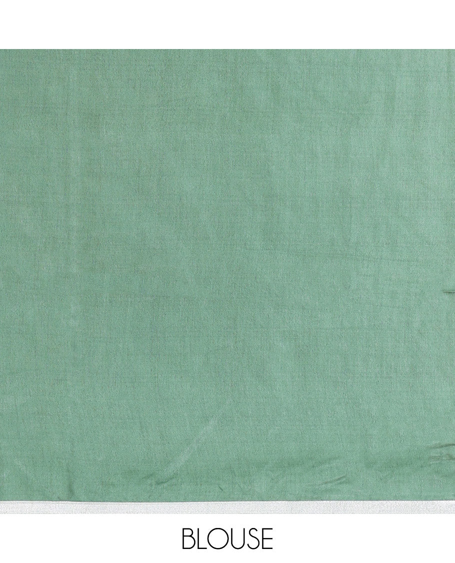 Chikku Bhagalpur Cotton Saree, Subtly Sparkled with Buttas, a Contrast Butta Border, and a Contrast Blouse