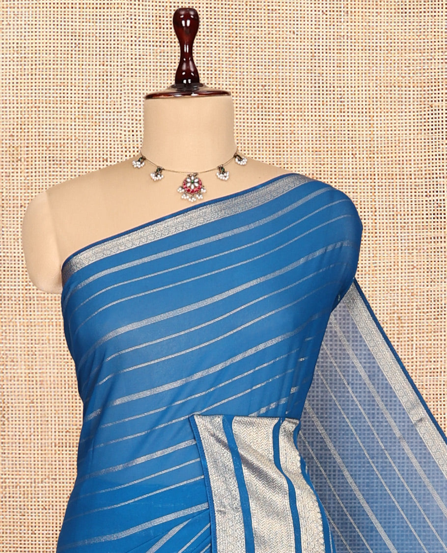 Blue Semi Mysore Silk Saree