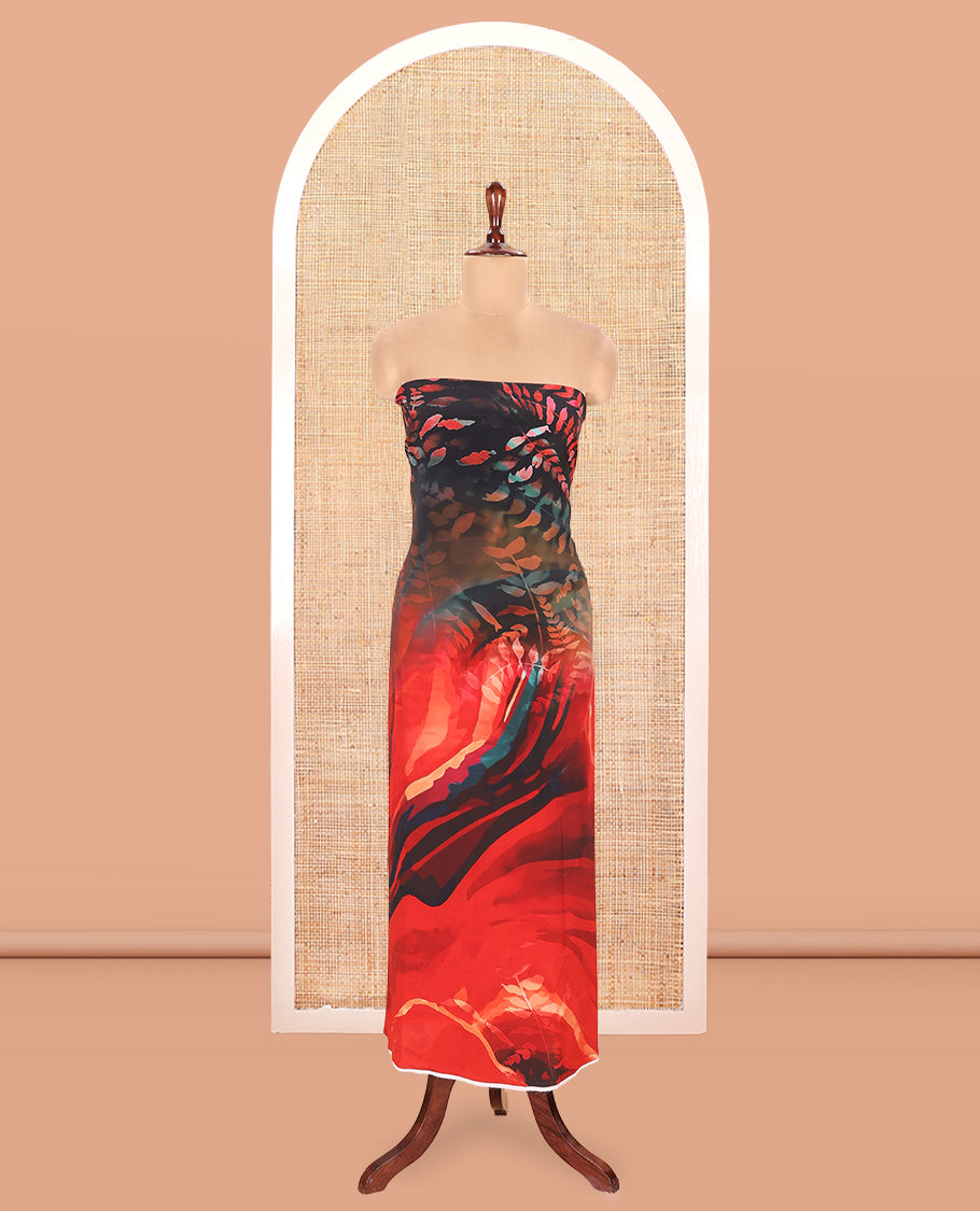 Red-Black Italian Crepe Material Chudidar Set