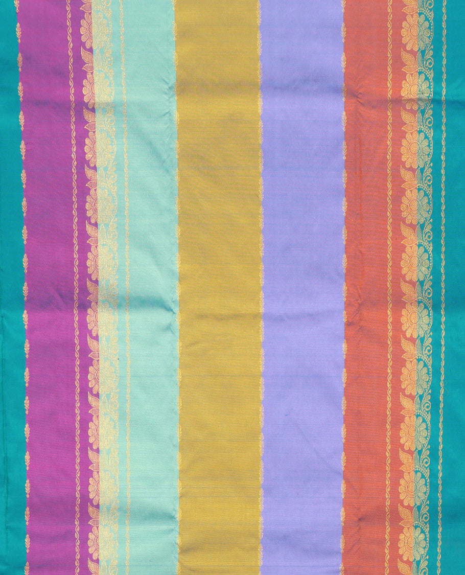 Multi-Color Pure Silk Navarathna Pavadai Material Set