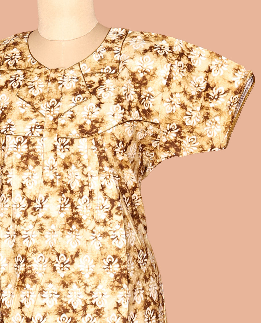 Pale Yellow Cotton-Blended Nighty