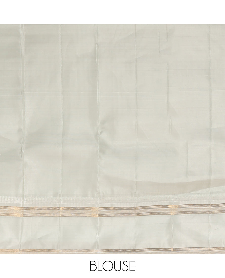 Yellow Checked Vasundhara Lite Silk Mix Saree, a Contrast Rettai Pettu Border, Zari Striped Pallu, and a Contrast Blouse