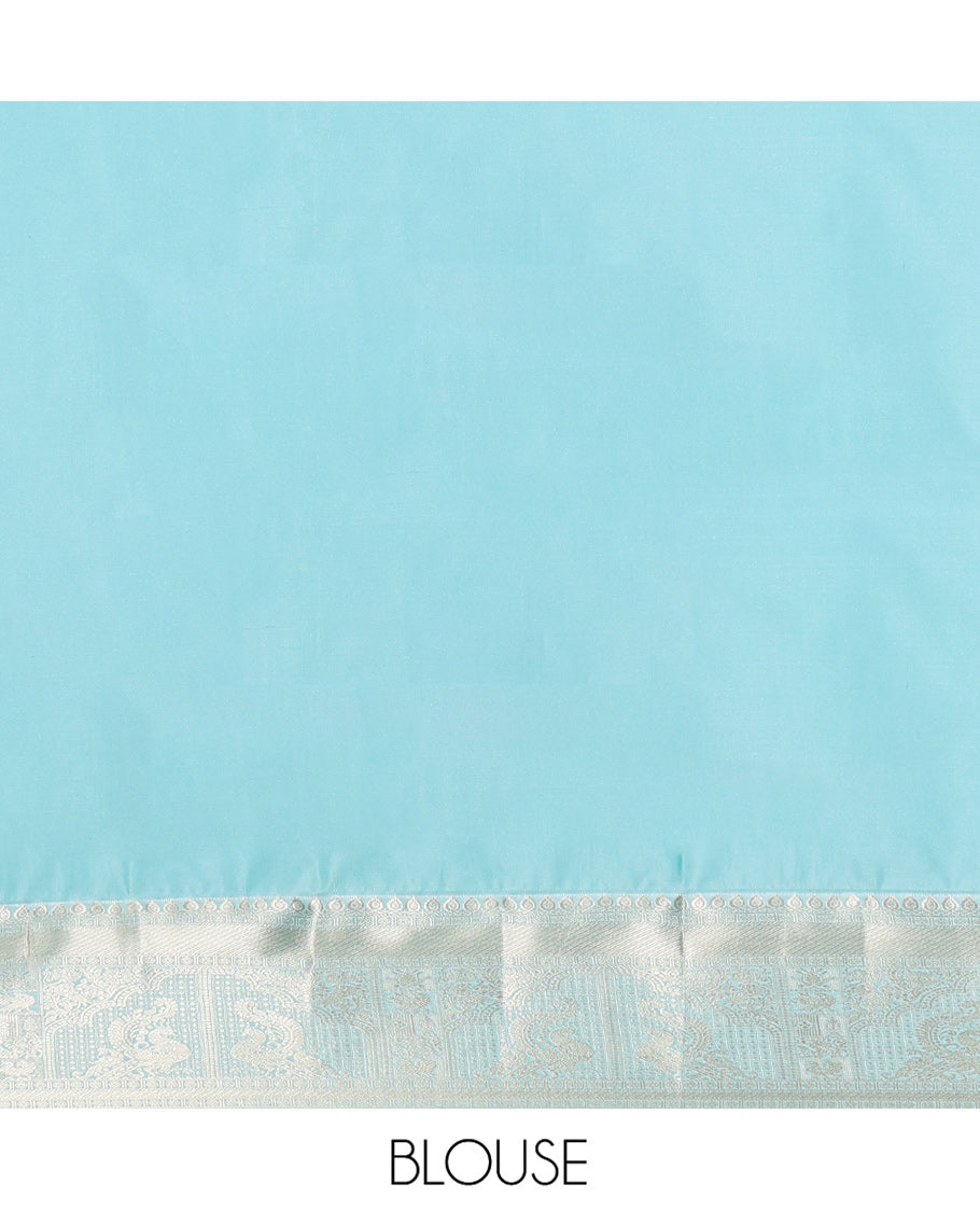 Pink Budget Silk Saree, Woven with Peacock-Elephant Butta Enclosed Checks on Its Body, Complemented by a Contrast Traditional Zari Design Border, Sparsely Sparkled Pallu, and Paired with a Contrast Blouse