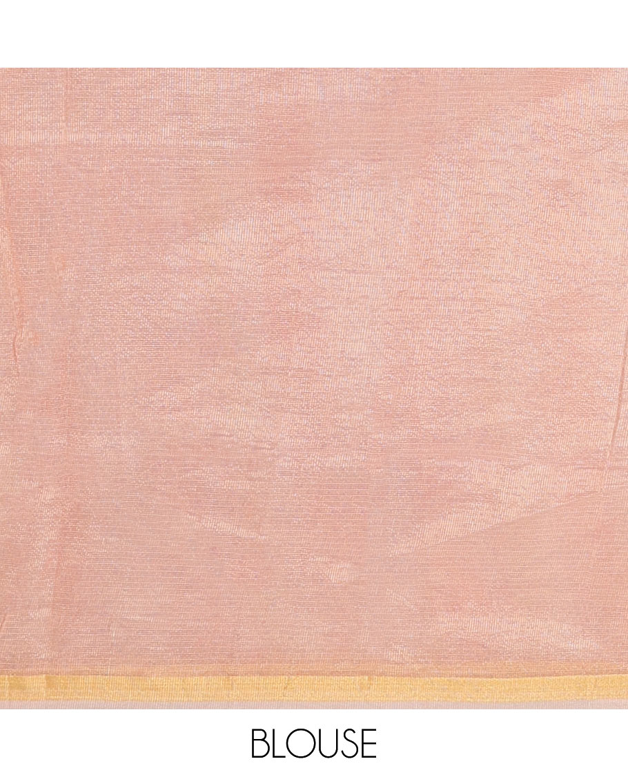 White and Pink Kota Cotton Saree, Mesmerized with Stripes and Floral Motifs Thread Embroidery on Its Body, Piping Border, Pallu Features Floral Embroidery, and Paired with a Matching Blouse