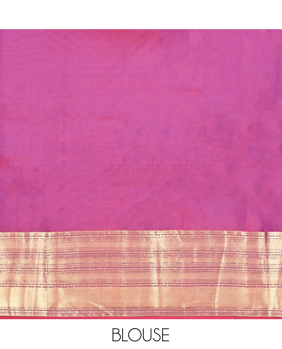 Royal Blue Vasundhara Lite-Silk Mix Saree, Enriched with Zari Buttas, Complemented by a Traditional Zari Design Border, Contrast Grand Jaal Pallu, and a Contrast Blouse