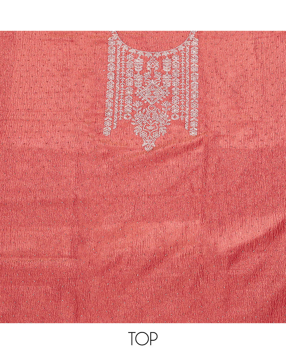 Dark Peach Chiffon Material Chudidar Set
