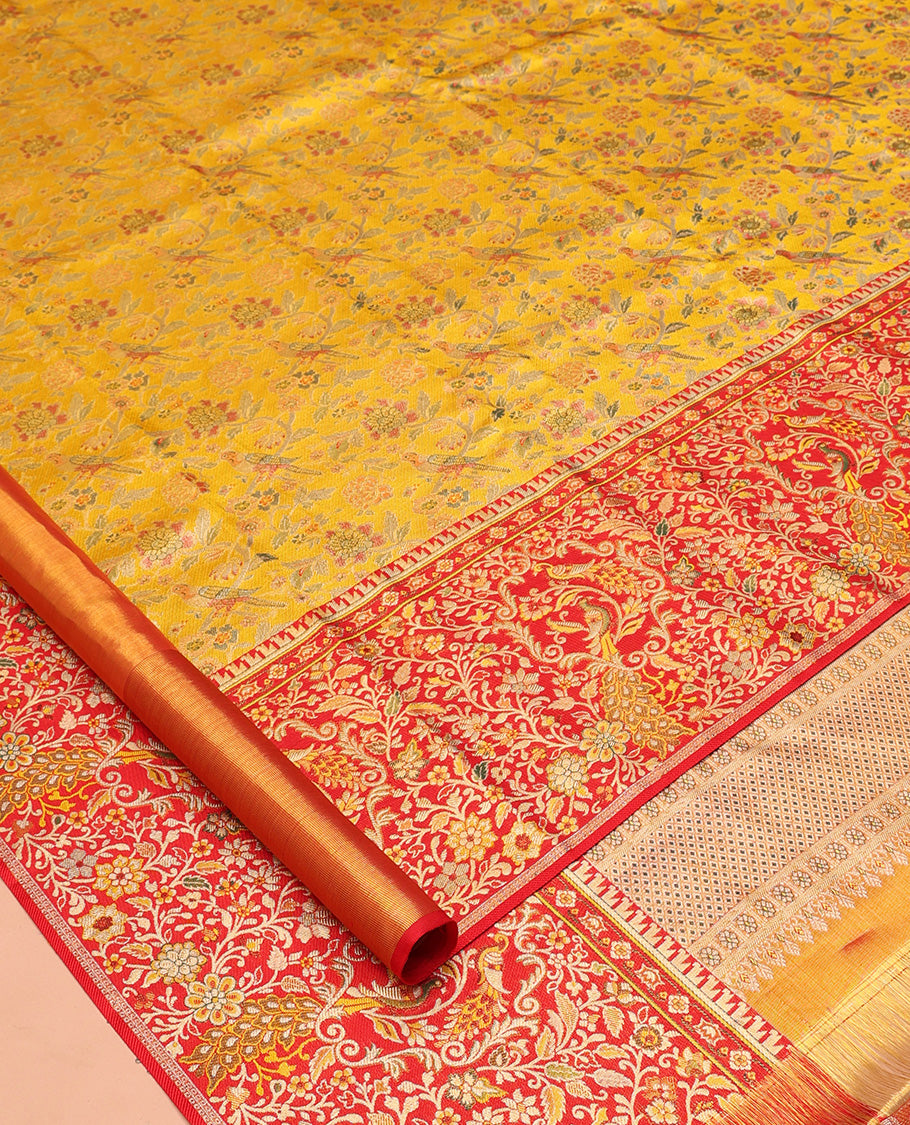 Yellow Kanchipuram Tissue Bridal Silk Saree