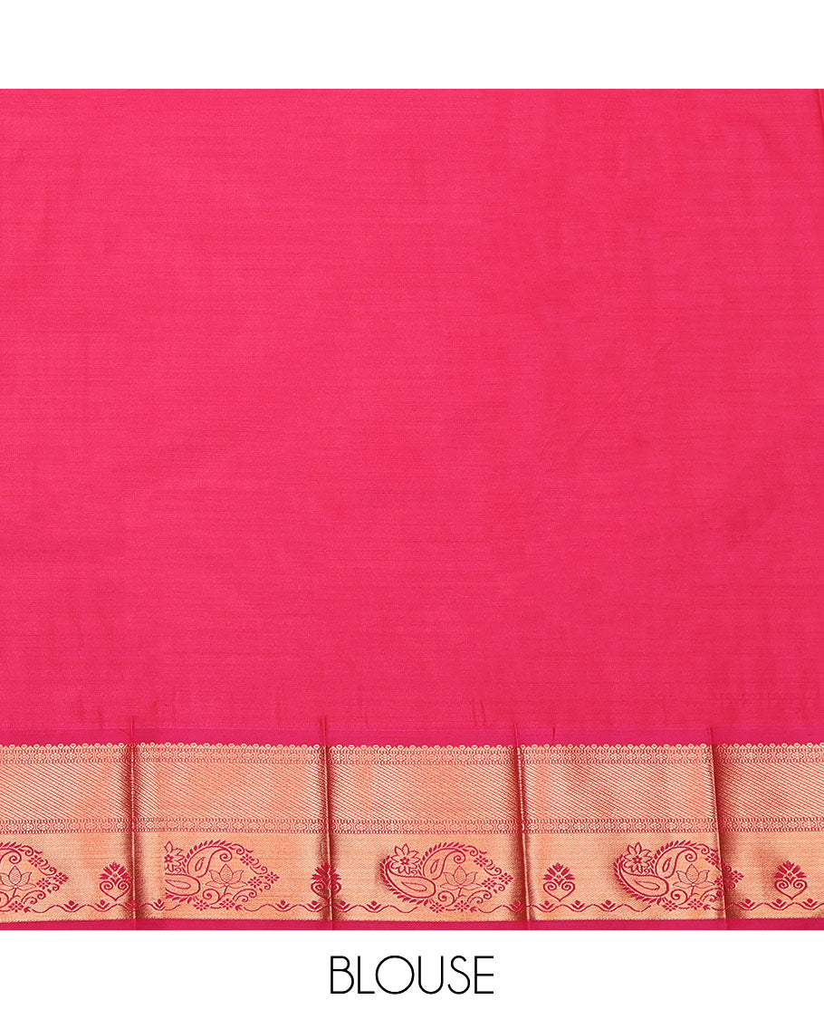Blue Budget Silk Saree, Beautified with Jacquard, Complemented by Contrast Traditional Zari Border, Grand Pallu, and a Contrast Blouse