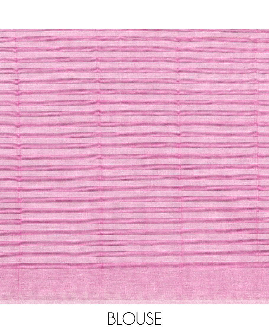 Borderless Pink Checked Design Chirala Cotton Saree, a Self-Pallu, and a Matching Blouse