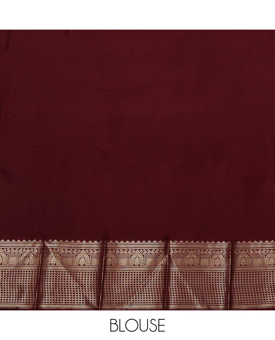 Turquoise Budget Silk Saree, Subtly Enriched with Zari Buttas and Checks, Complemented by Contrast Traditional Zari Border, Jaal Pallu, and a Contrast Blouse
