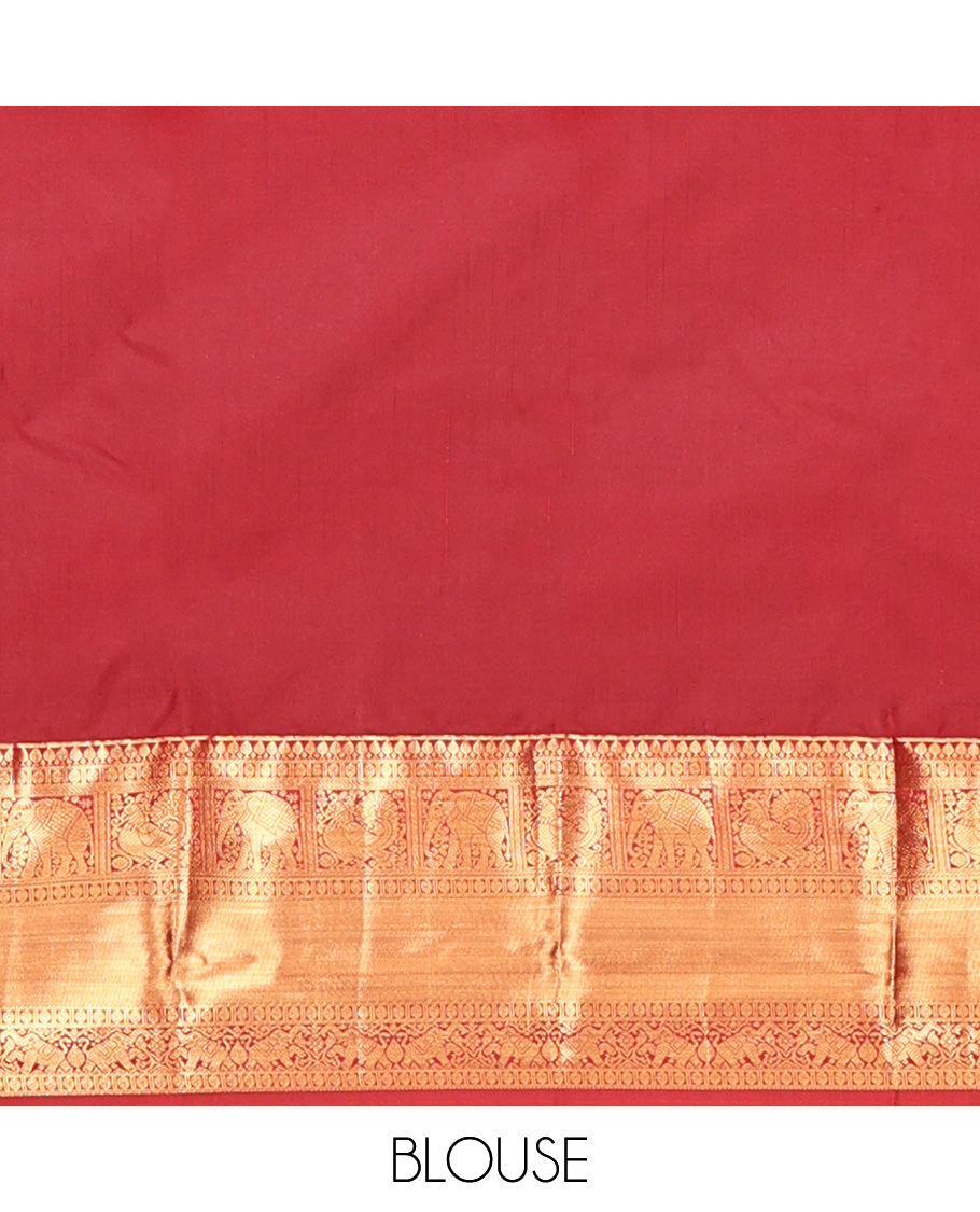 Turquoise Zari Stripes and Butta Gift Saree