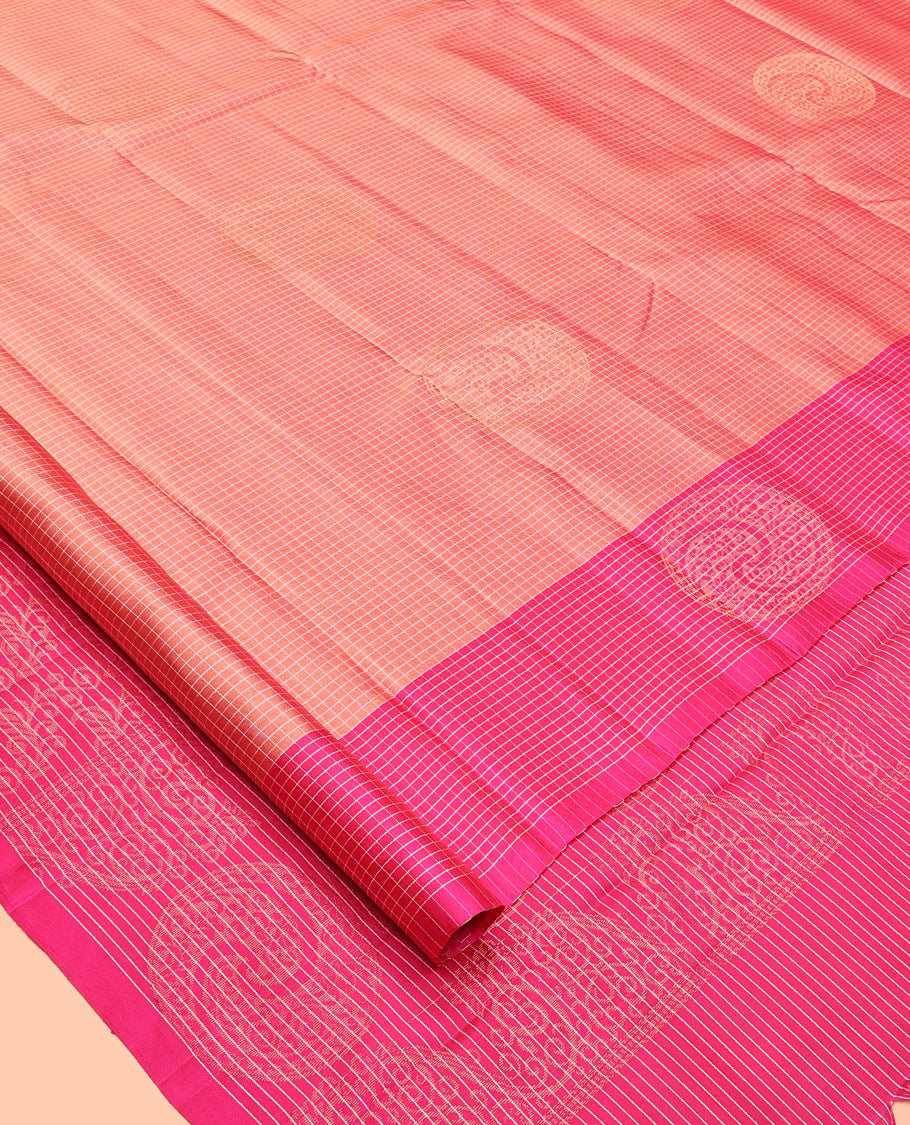 Peach Mayuri Lite Silk Mix Saree
