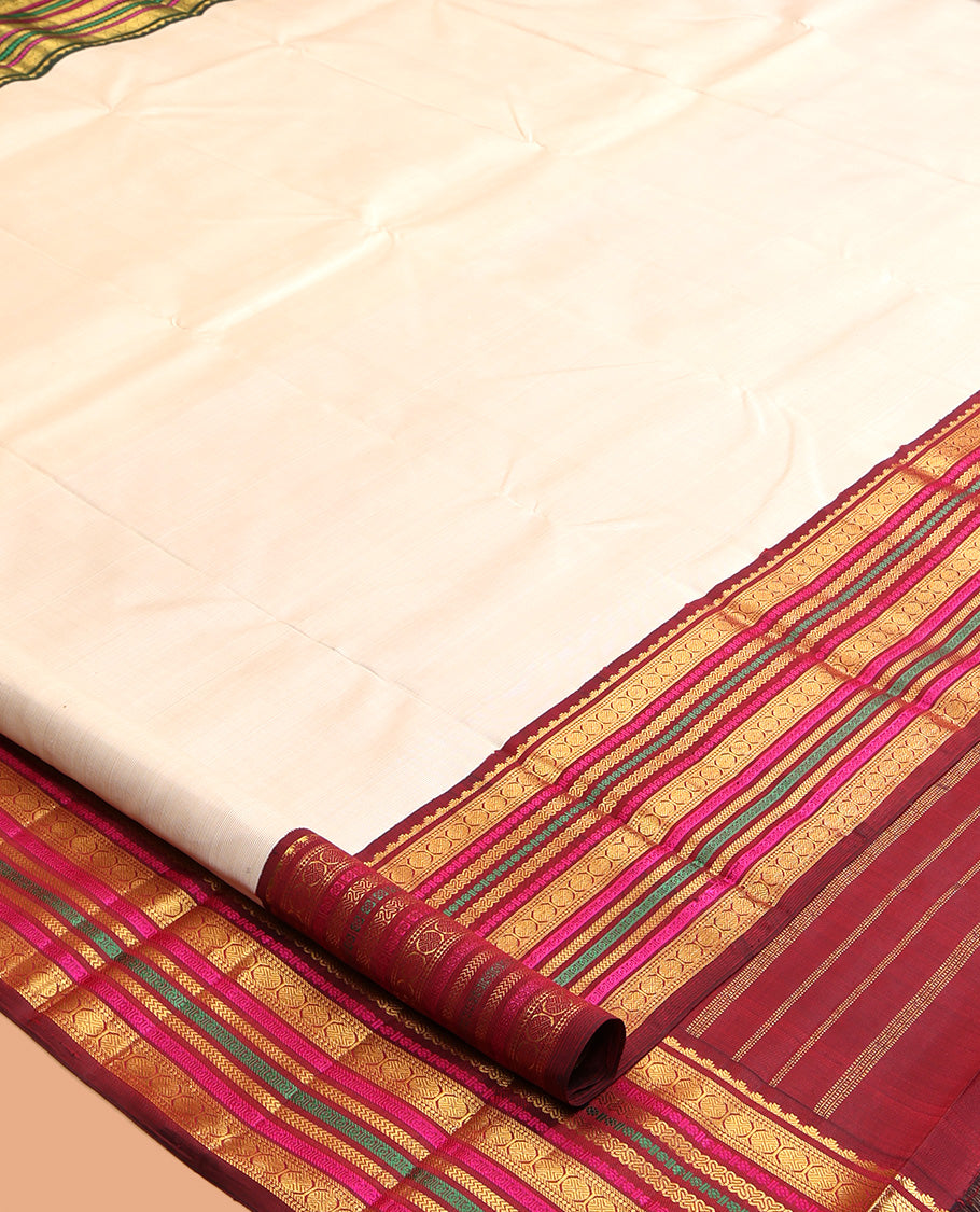 Cream Kanchipuram Silk Saree