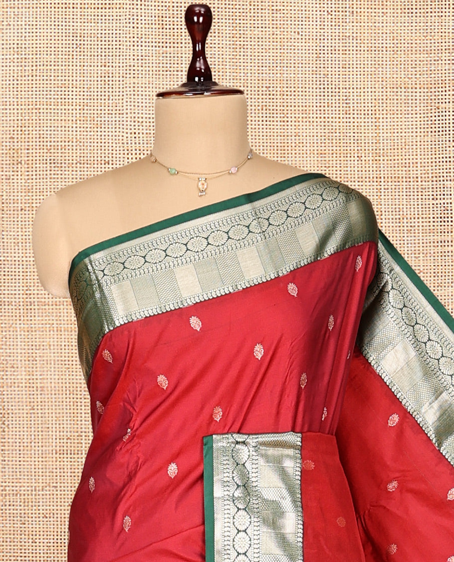 Red Zari Buttas Gift Saree