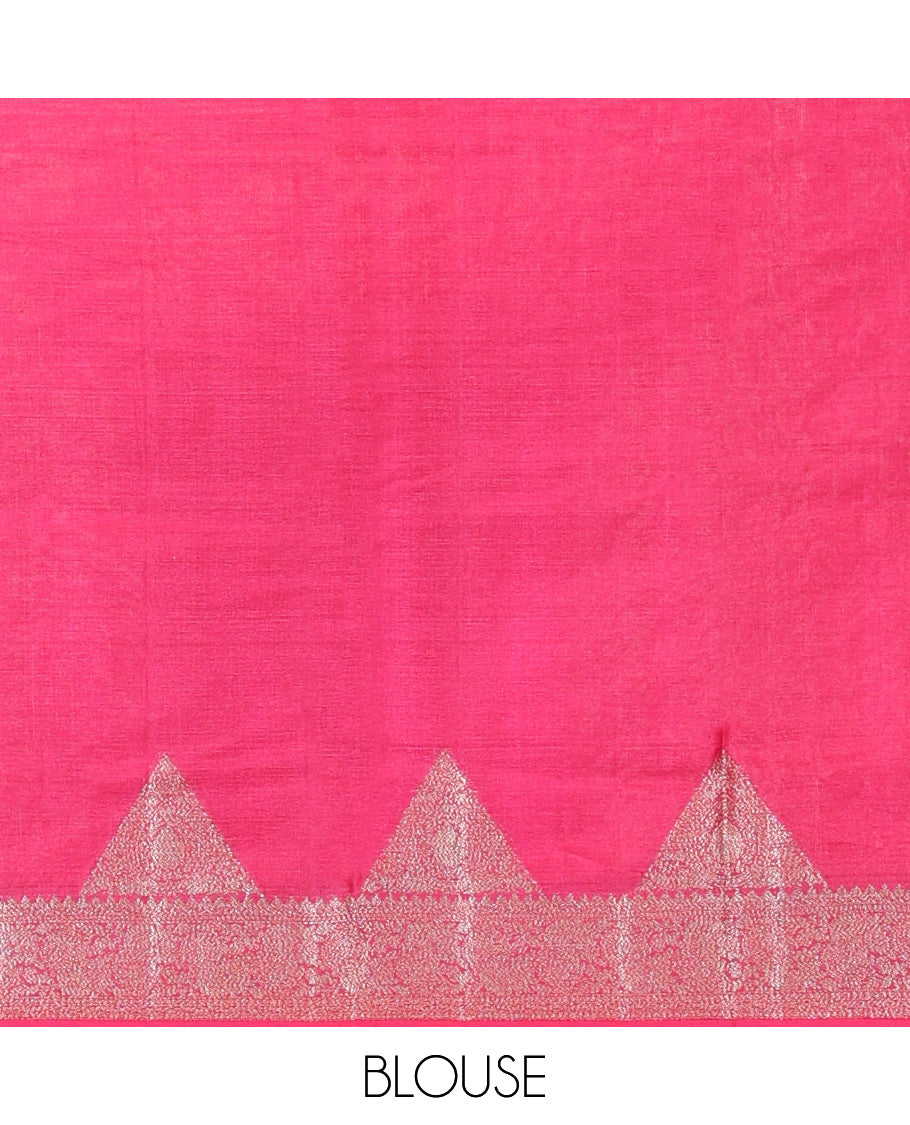 Pink Tussar Silk Saree