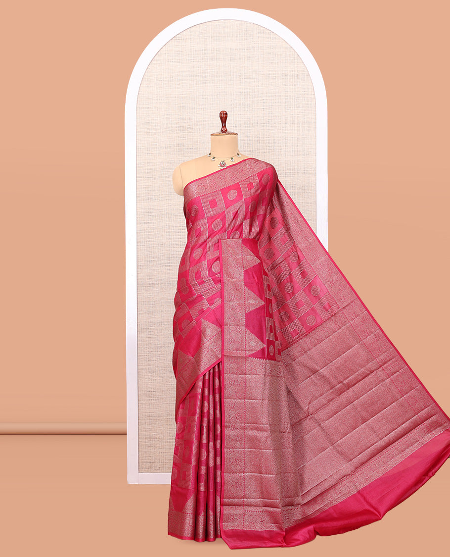 Pink Tussar Silk Saree