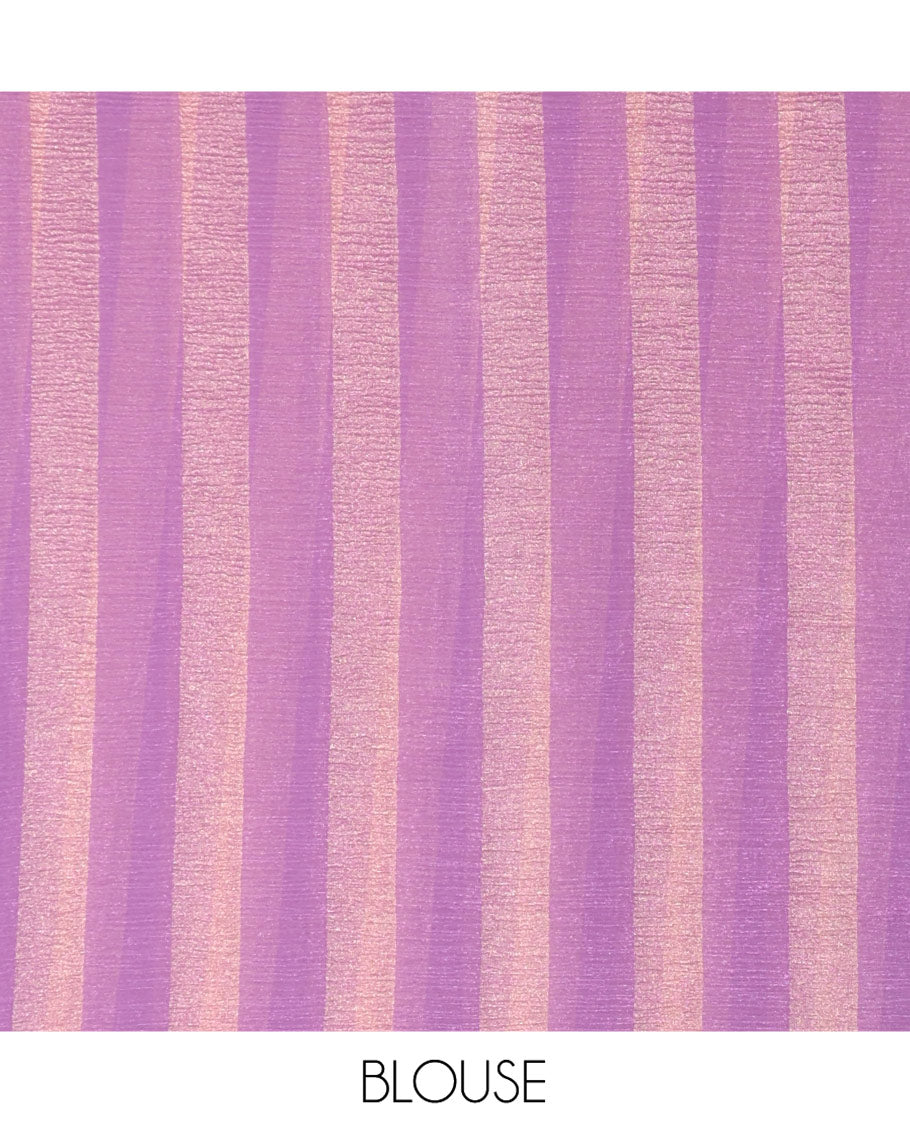 Borderless Lavender Light Weight Chiffon Saree, Gleamed Up with Vertical Stripes All Over Its Body, Subtle Self-Pallu, and Paired with a Matching Blouse