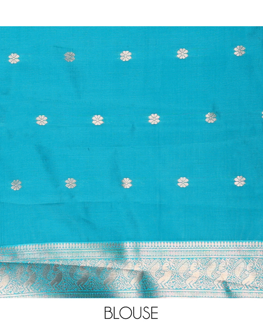 Magenta Kanchi Silk Saree Features Mayil-Chakram Buttas, a Contrast Traditional Border, Jaal Pallu, and a Contrast Blouse