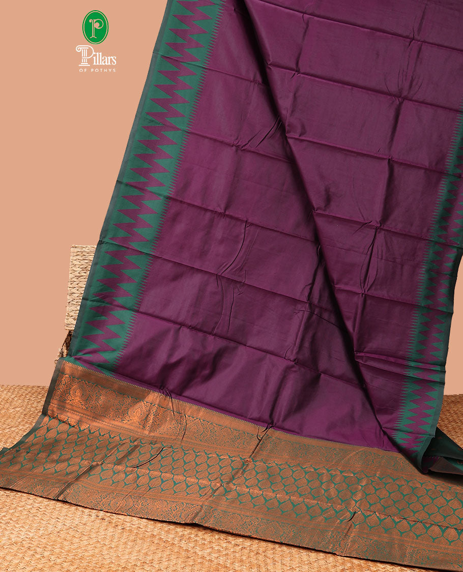 Purple elite silk saree with thread work , small temple border