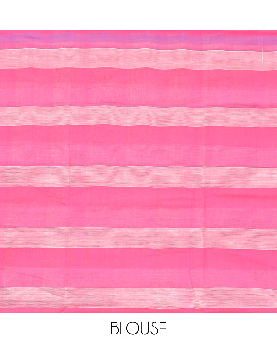 Borderless multi-color checked with striped pallu