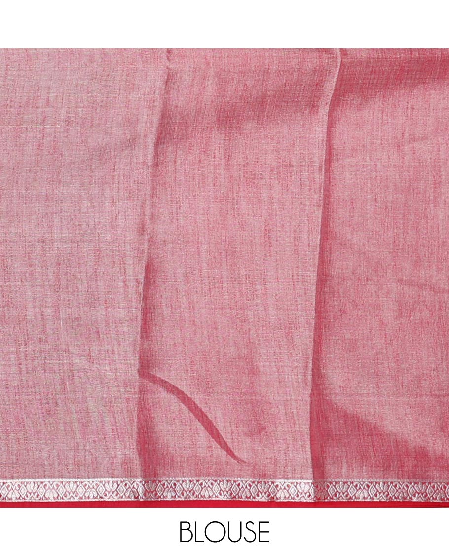 Blue plain design Tissue silk saree, contrast traditional zari border of bentex design & lined pallu with tassels