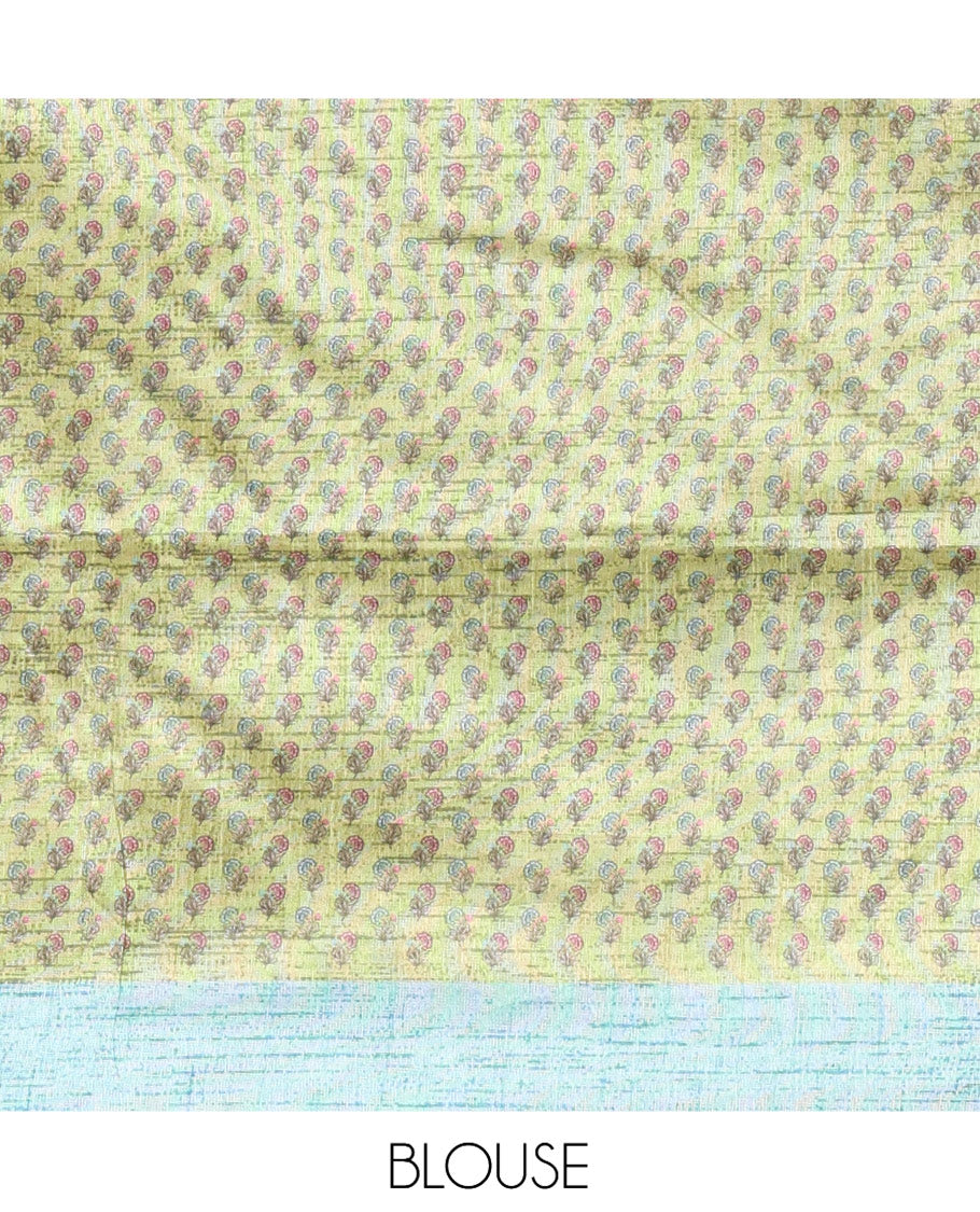 Blue Semi-Tussar Saree