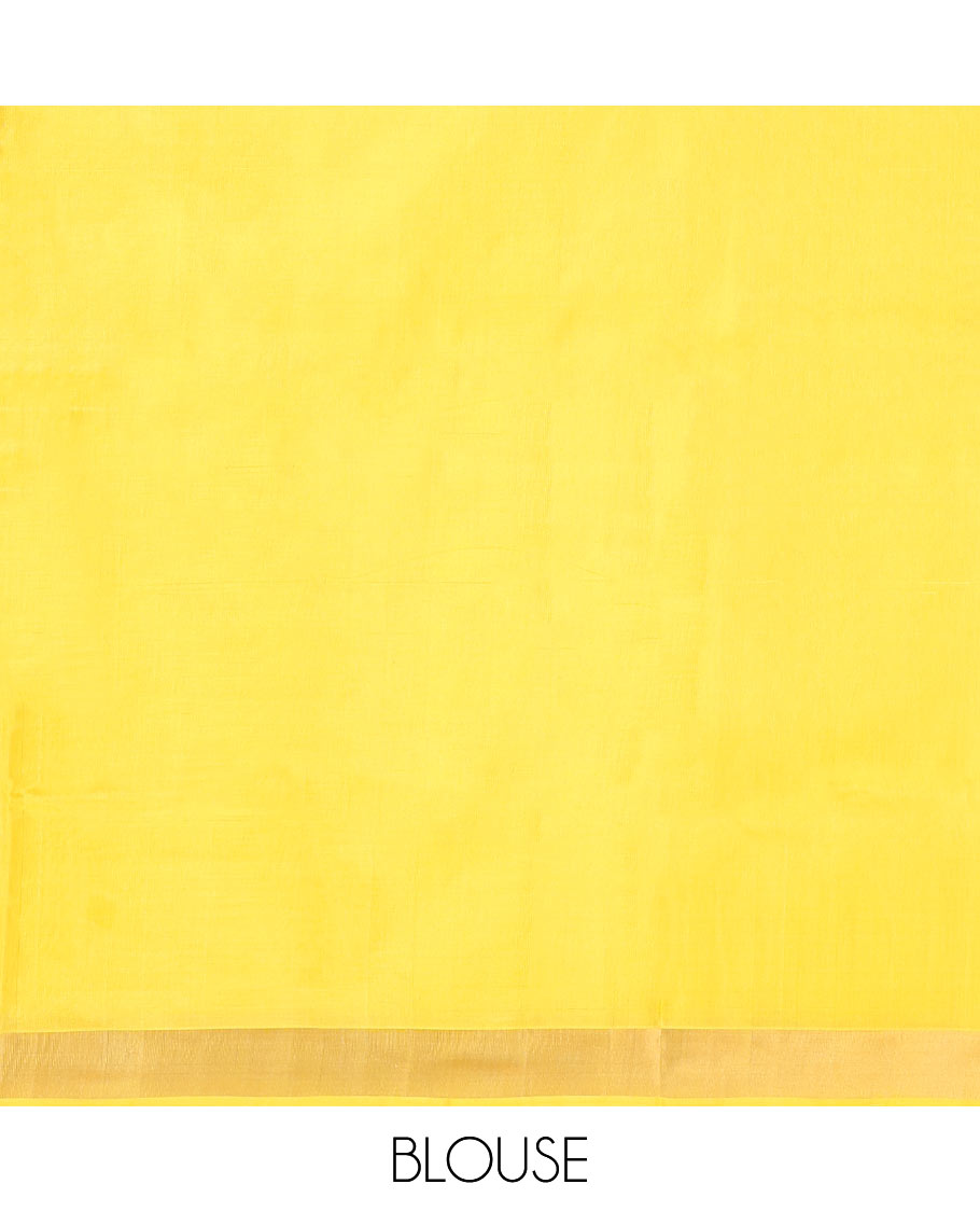 Yellow Uppada Silk Saree, Sparsely Woven with Buttas All Over Its Body, Subtle Bavanji Border, Pallu Steeped with Paisley Buttas, and Paired with a Matching Blouse