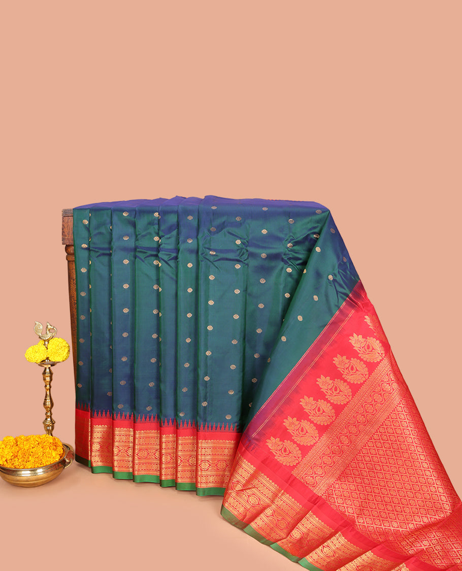Peacock Color Gadwal Silk Saree