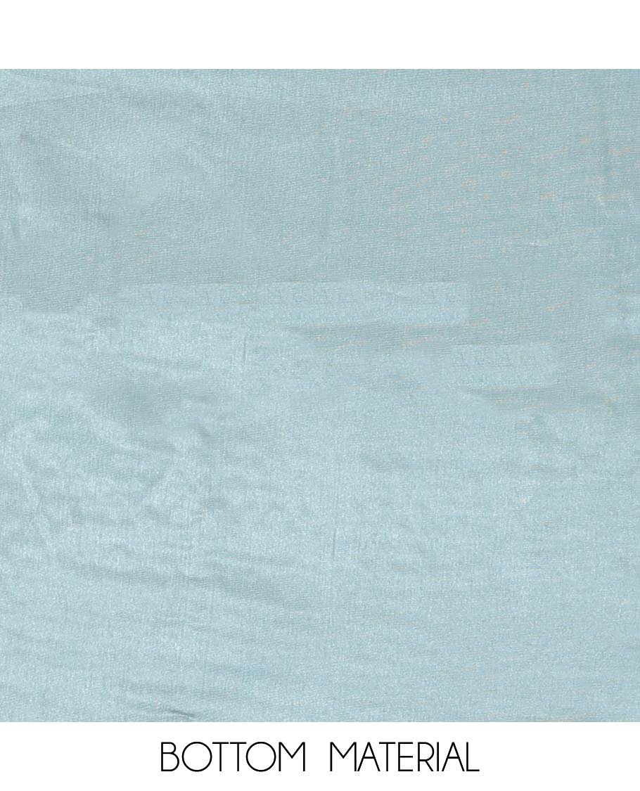 Light blue chudidhar material set floral bead embroidered top, plain bottom & floral sequins embroidered dupatta