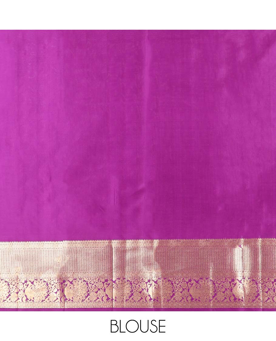 Purple floral jacqaurd kancheepuram silk saree with self intricate zari design border & floral design pallu