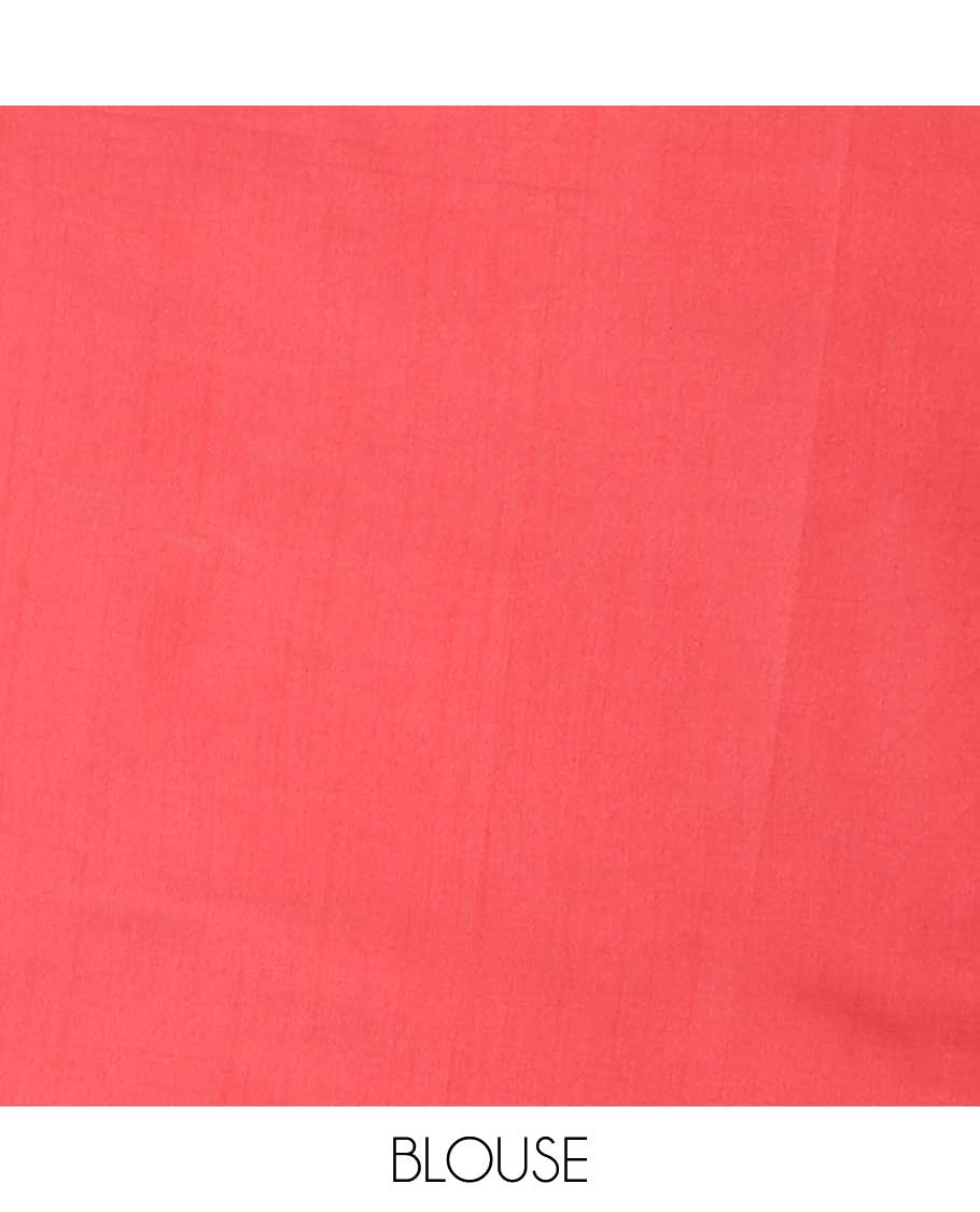 Bandc color pochmmpally ikkat design mulberry silk saree with zari katti border & zari ikkat desig pallu along with contrast blouse
