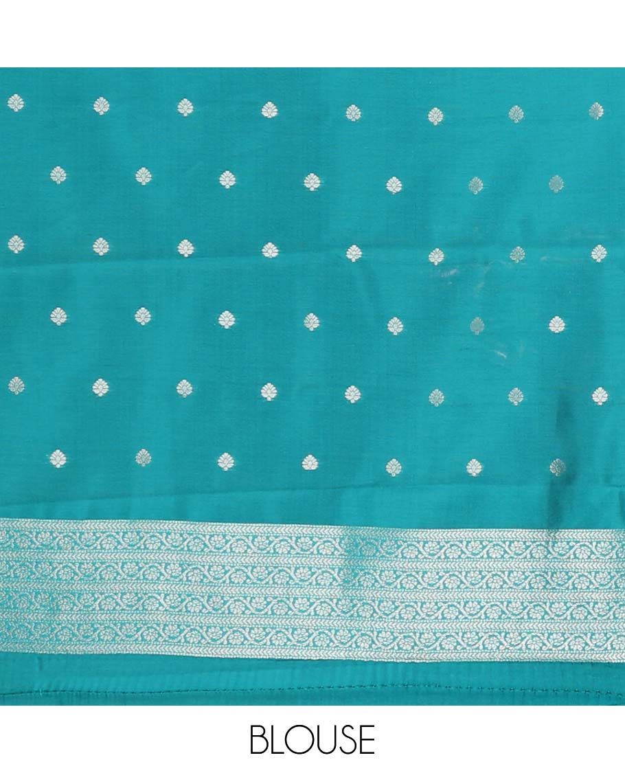 Mauve floral motifs litchi silk saree with contrast floral design border & floral jaal design pallu