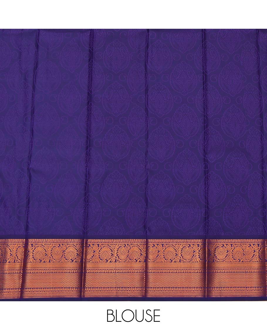 Blue-Purple Dual-Tone Budget Silk Saree, Enriched with Jacquard Design, Complemented by Contrast Traditional Zari Border, a Jaal Pallu and a Contrast Blouse