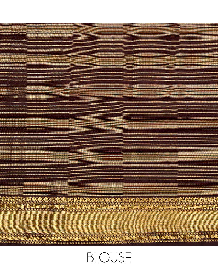 Red Budget Silk Saree, Richly Detailed with Zari Buttas and Stripes, Complemented by Contrast Traditional Border, Grand Pallu and a Contrast Blouse
