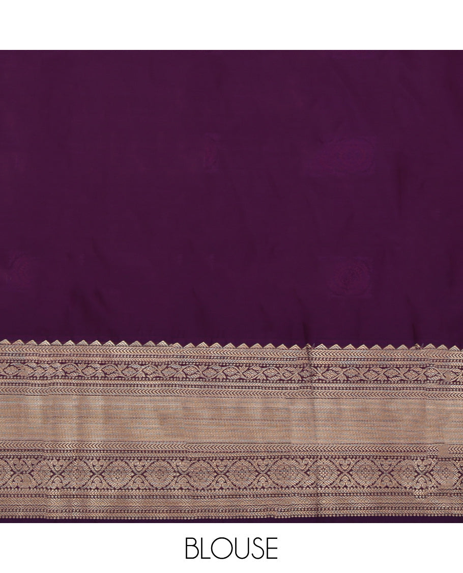 Beige Budget Silk Saree, Sparsely Woven with Zari Buttas on Its Body, Complemented by a Contrast Traditional Zari Design Border, Grand Jaal Pallu, and Paired with a Contrast Blouse