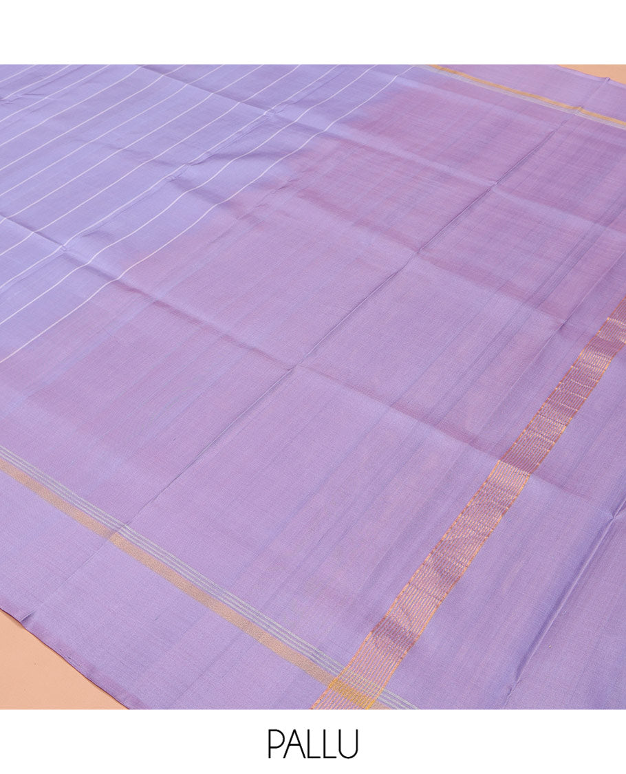 Lavender Uppada Silk Saree, Subtly Sparkled with Stripes All Over Its Body, Subtly Made Self-Border, Plain Pallu, and Paired with a Matching Blouse