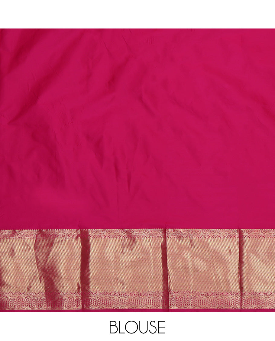 Blue Art Silk Pavadai Material Set