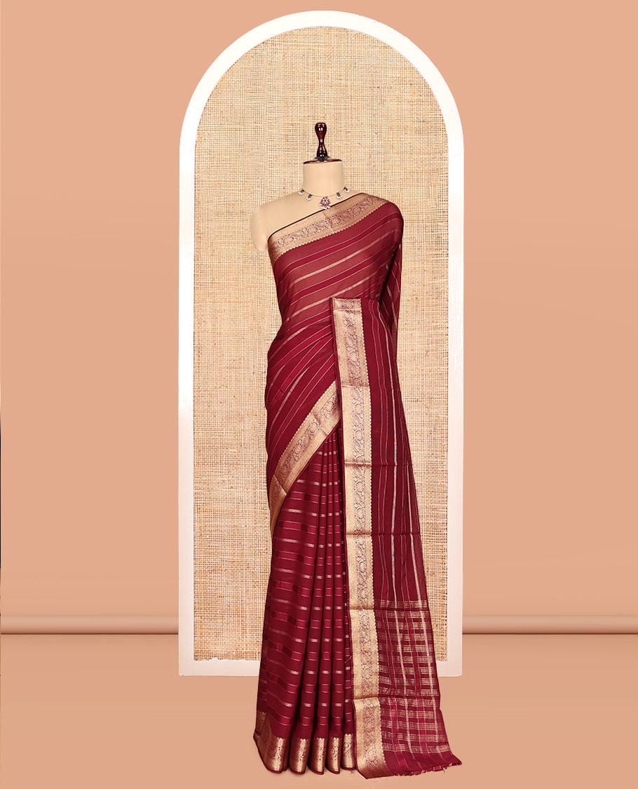 Light Maroon Semi Mysore Silk Saree