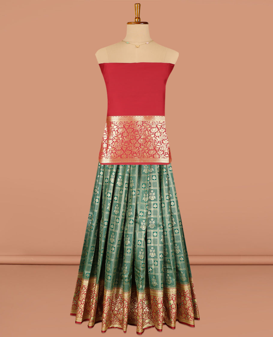 Green Art Silk Pavadai Material Set