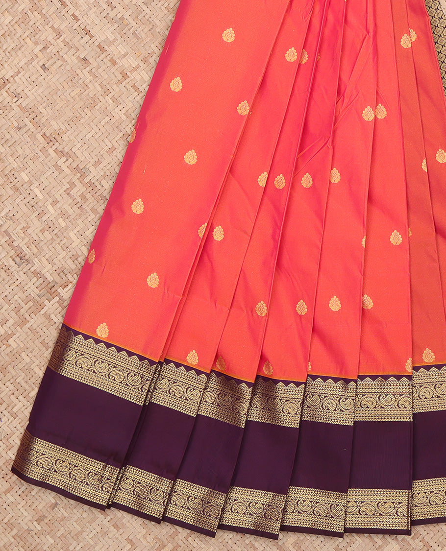 Orange Traditional Zari Design Budget Silk Saree