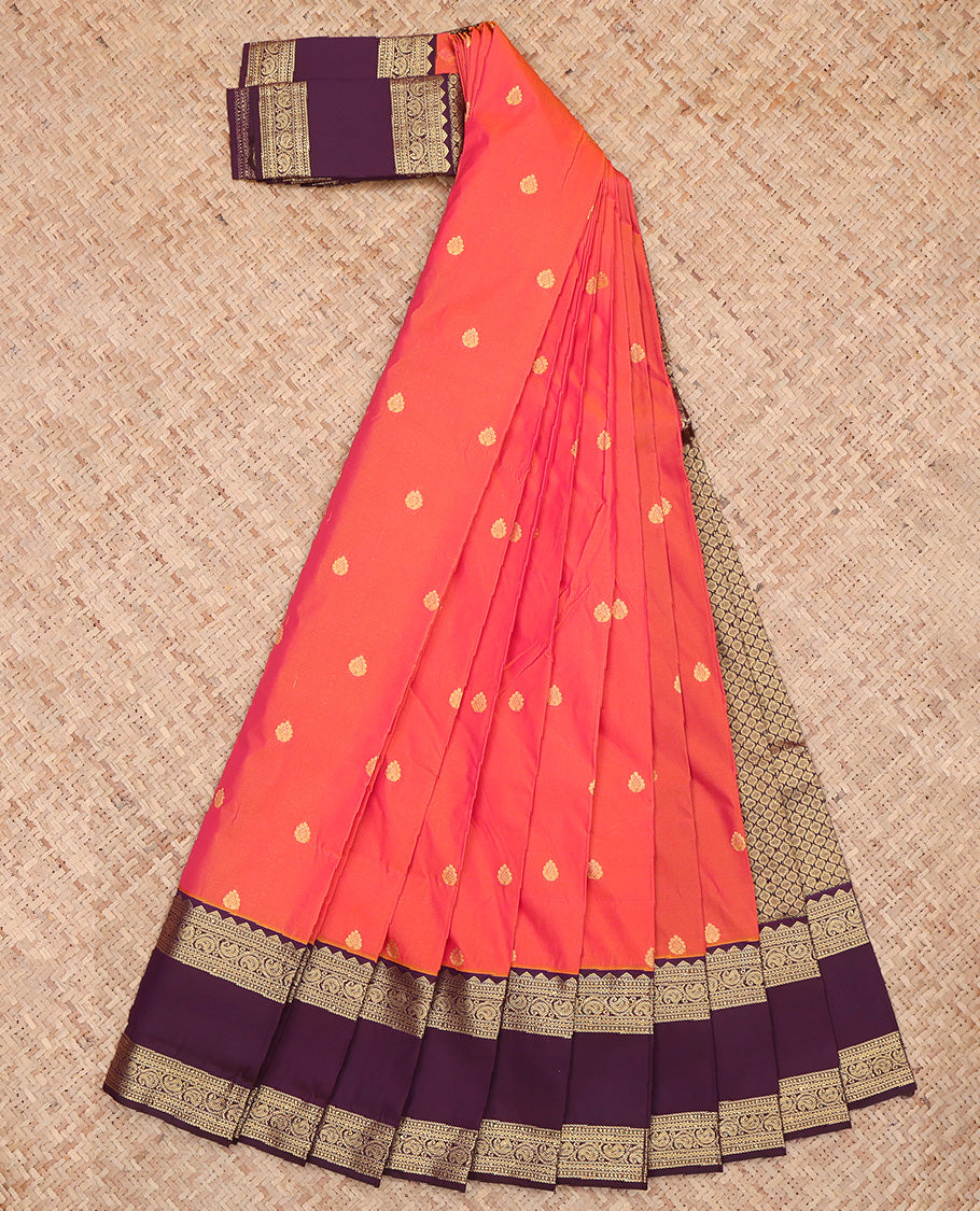Orange Traditional Zari Design Budget Silk Saree