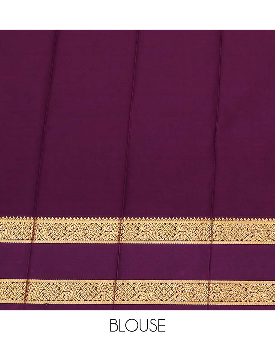 Pink zari buttas and striped gift saree, contrast traditional zari design rettai pettu border, and jaal pallu